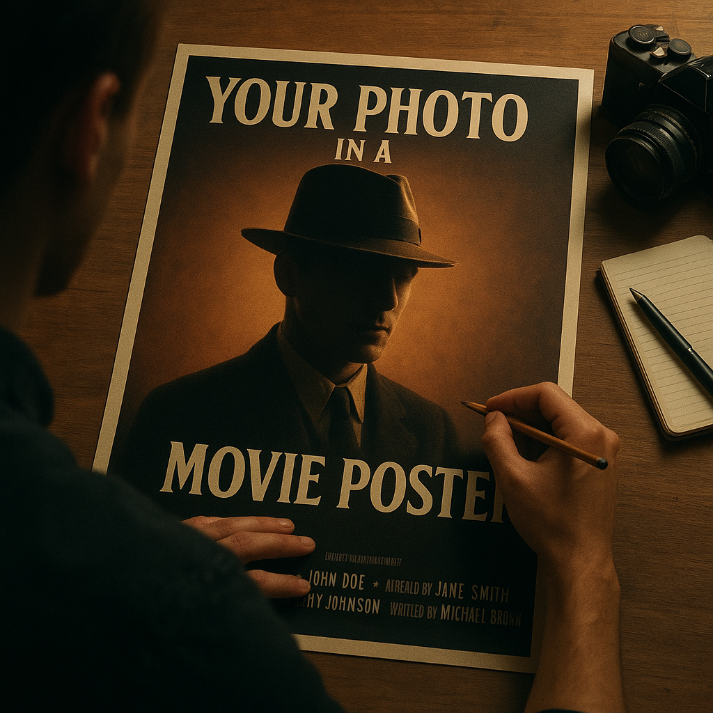 Sua foto em pôster de filme