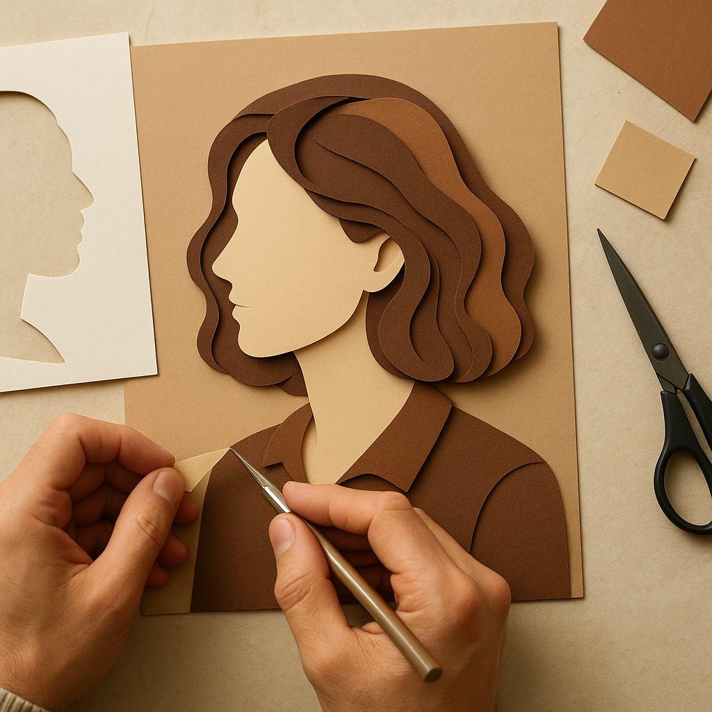 Retrato em recorte de papel (paper cut)