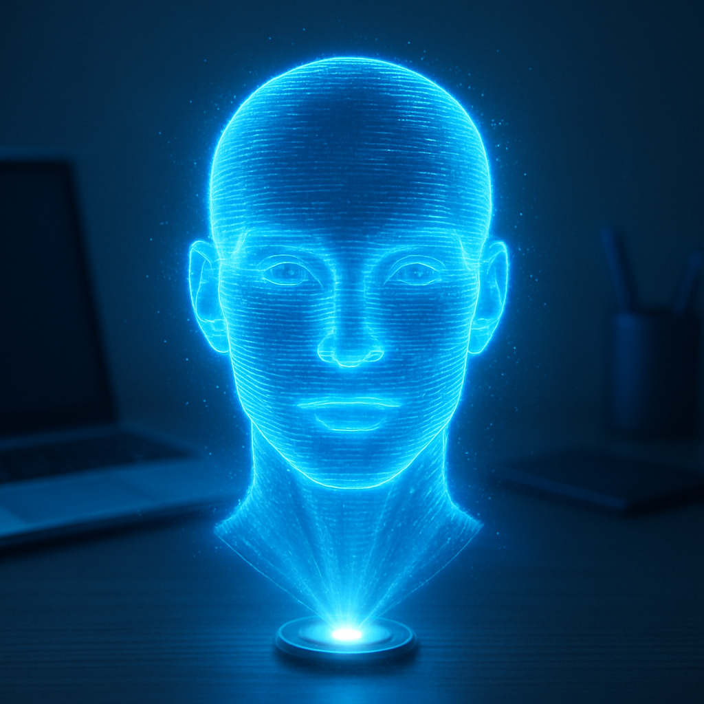 Retrato em holograma futurista