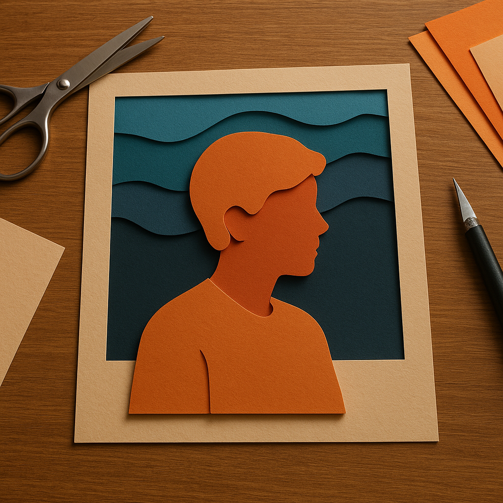 Retrato em recorte de papel (paper cut)