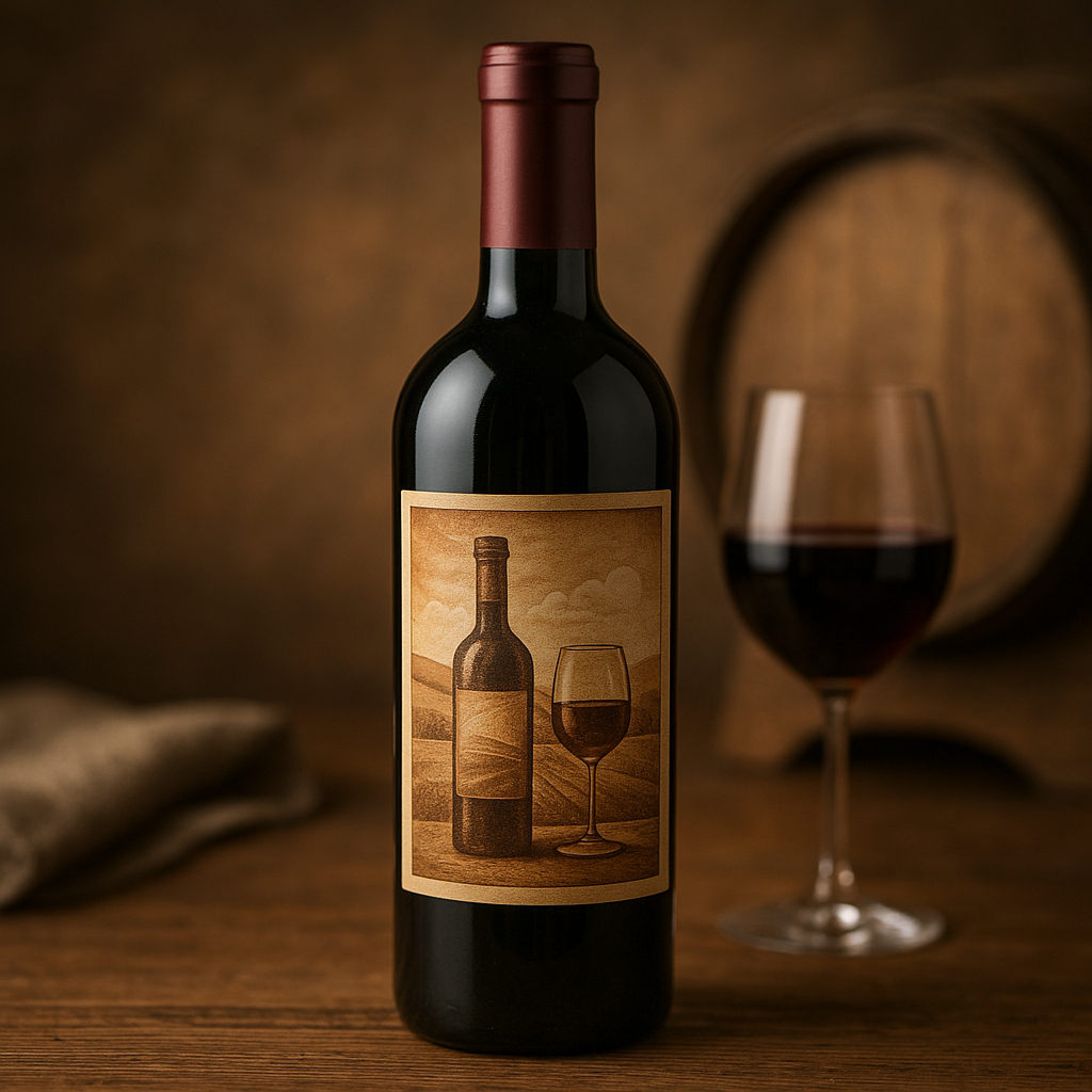 Still de rótulo de vinho ou bebida artesanal