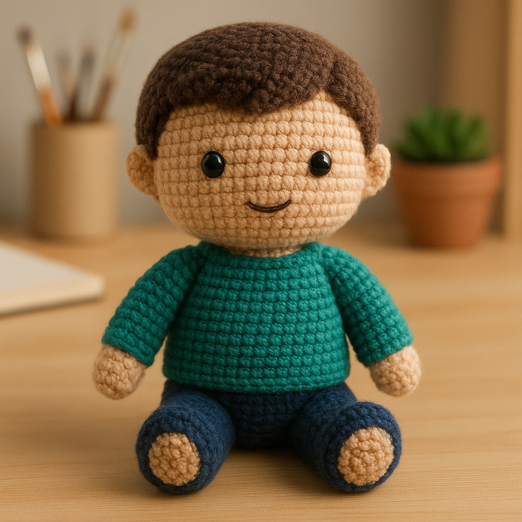 Boneco de crochê amigurumi da sua foto