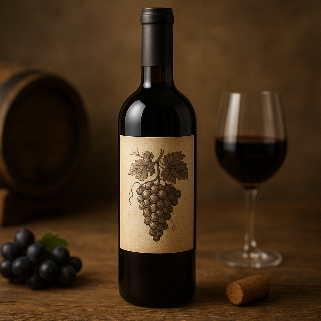 Still de rótulo de vinho ou bebida artesanal