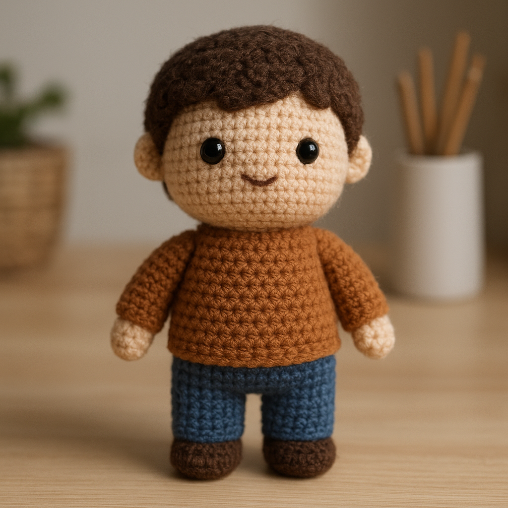 Boneco de crochê amigurumi da sua foto