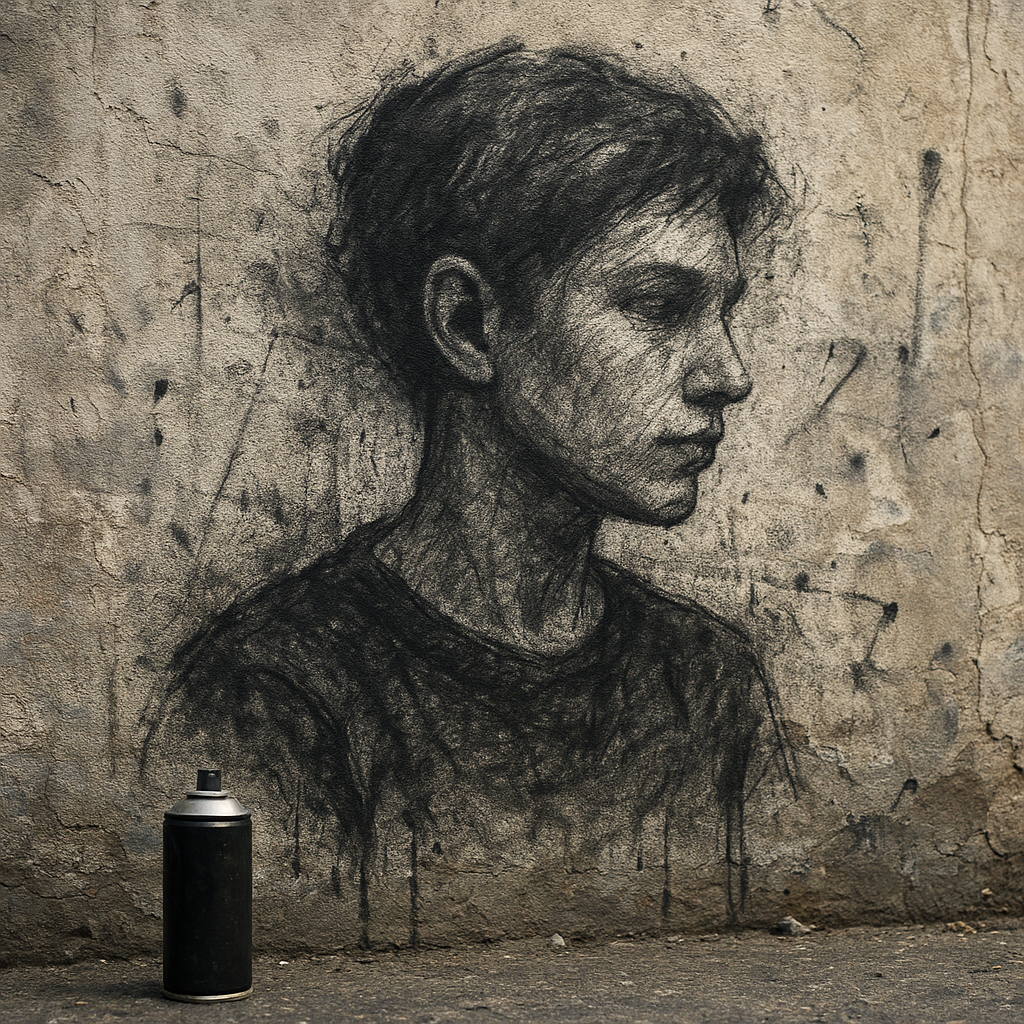 Retrato em grafite estilo street art