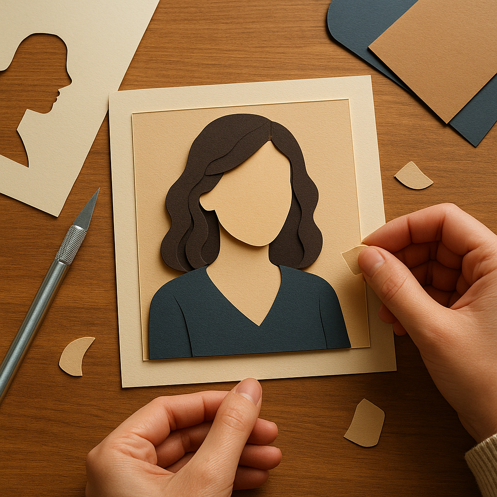 Retrato em recorte de papel (paper cut)