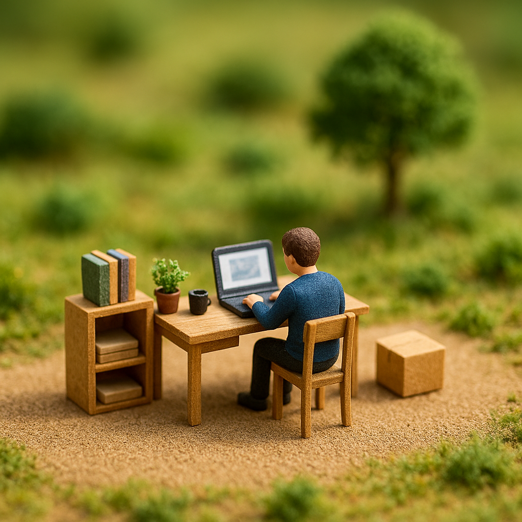 Cena em miniatura estilo diorama
