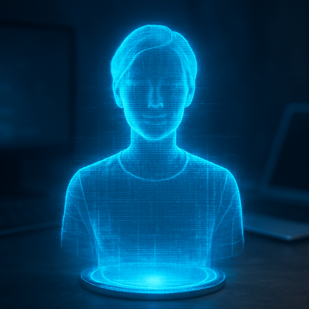 Retrato em holograma futurista
