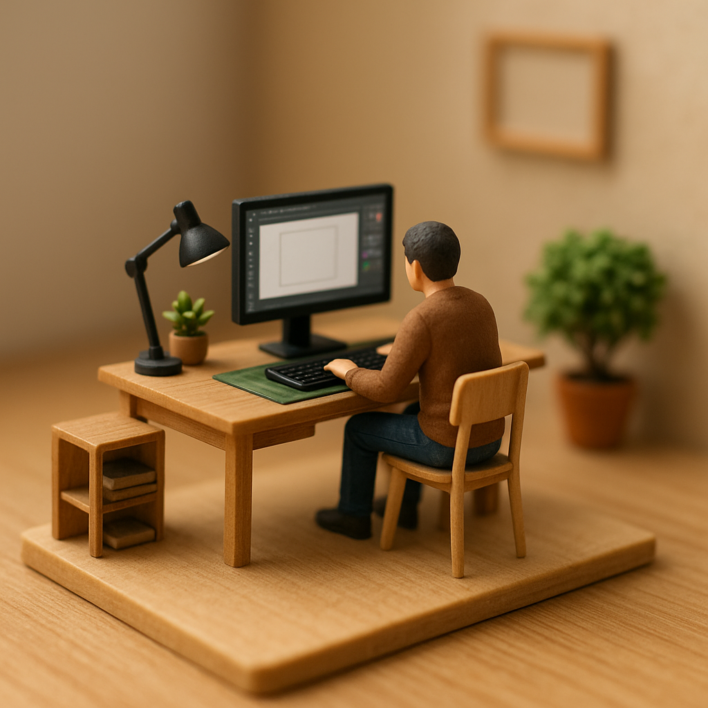 Cena em miniatura estilo diorama