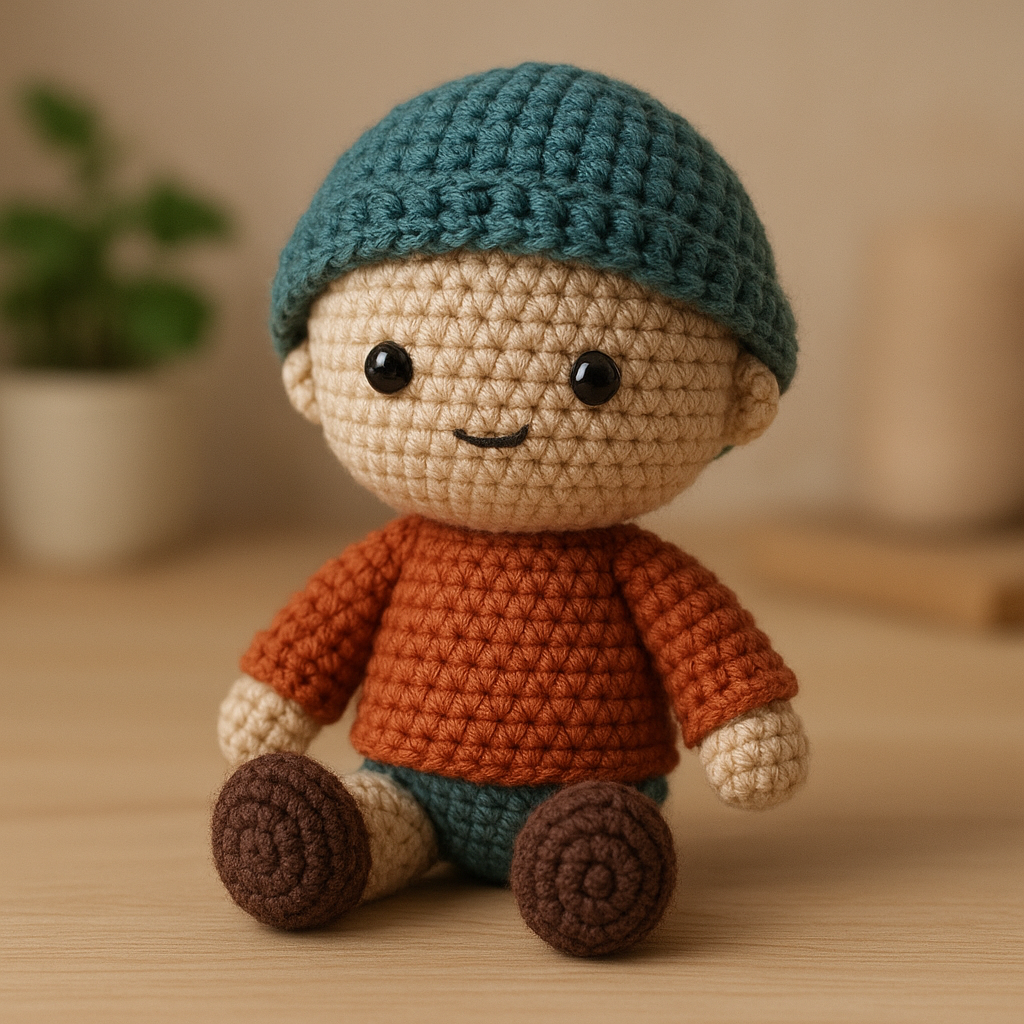 Boneco de crochê amigurumi da sua foto