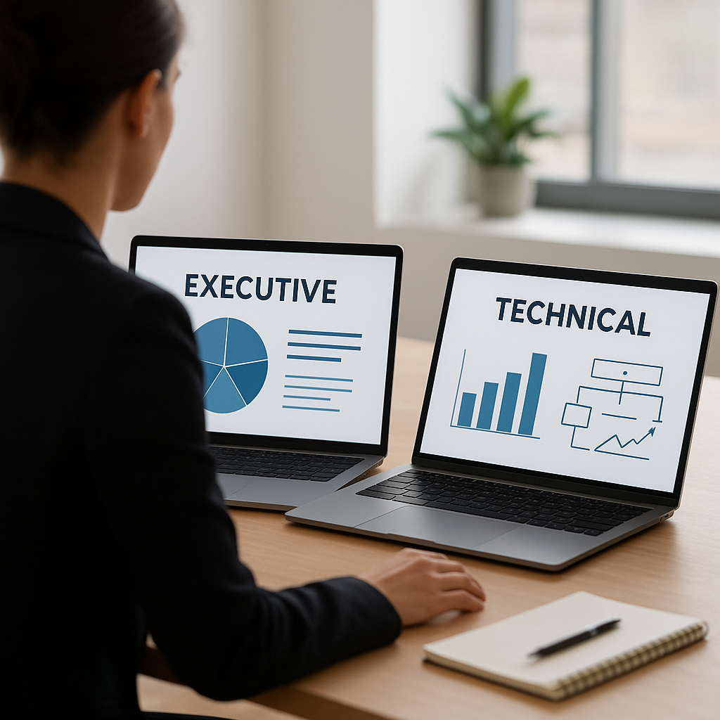 PowerPoint Executivo vs. Técnico: Adaptação Estratégica